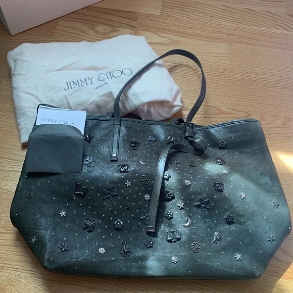 Jimmy choo zodiac sign star studs leather tote 2 ways! - Picture 9 of 11